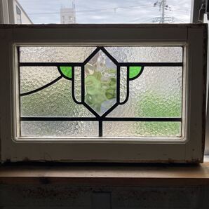 8s-815 アンティークステンドグラス 幾何学柄 1920年代英国製/イギリス製
