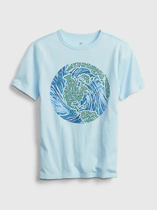 GAP Gap organic cotton 100% graphic T-shirt S (6-7) 120cm new goods Pacific Mist 