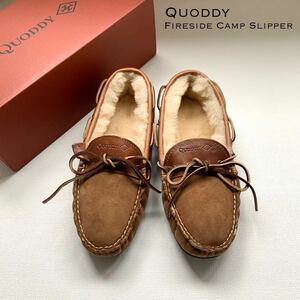 新品 米国製 Quoddy クオディ スエード シアリング モカシン 9 メンズ シューズ ムートン Fireside Camp Slipper made in USA 送料無料