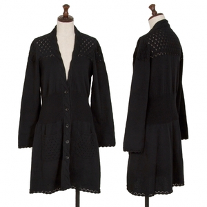  Ingeborg INGEBORG poly- cotton race switch long knitted cardigan black 9 [ lady's ]
