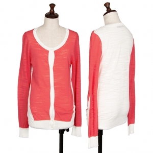  Donna Karan DKNY switch bai color knitted cardigan pink white P [ lady's ]