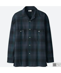 uniqlo u オープンカラーフランネルシャツ（長袖） Shirts 長袖シャツ 長袖 ロングスリーブ シャツ ネルシャツ フランネル シャツ