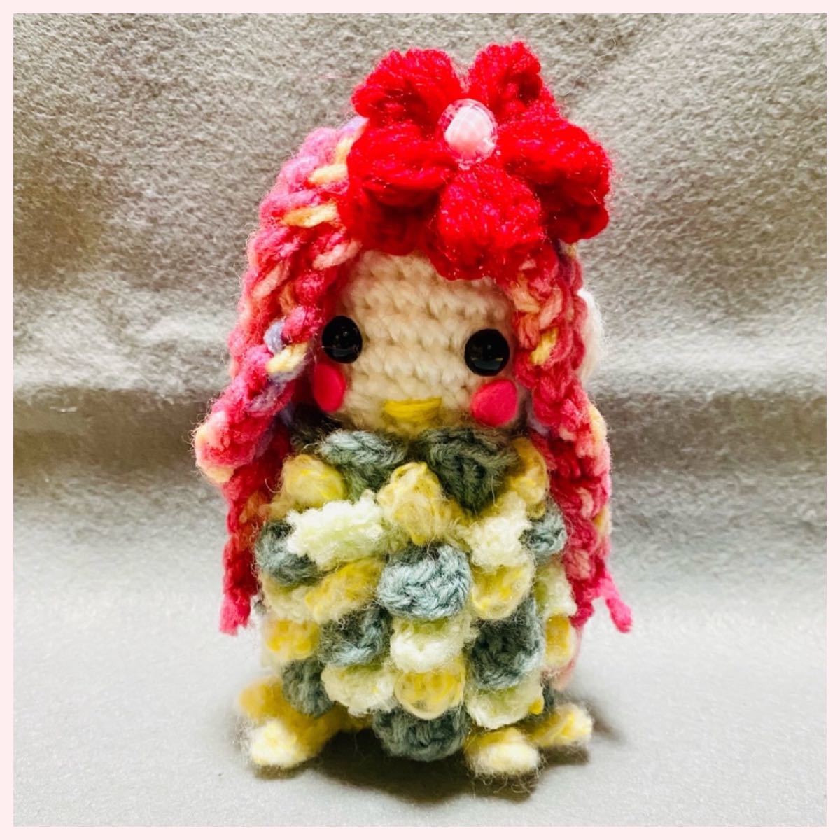 さくらんぼ様 さる編みぐるみハンドメイド-