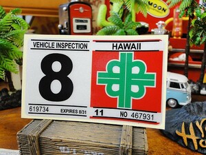 ハワイの車検バンパーステッカー　レプリカ（8月）　アメリカ雑貨 アメリカン雑貨