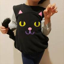 仮装くろねこ黒猫コスプレ3点セット☆フリース素材ワンピース95cm猫耳ピンク針金入り猫しっぽHalloweenぬいぐるみ衣装ハロウィンKIDSキッズ_画像9