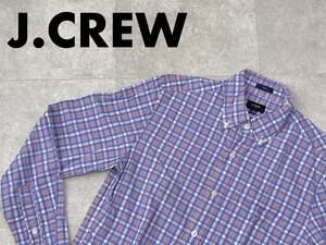 ☆送料無料☆ J.CREW ジェイクルー USA直輸入 古着 長袖 チェック 胸ポケット付 ボタンダウン シャツ メンズ XS レッド トップス 中古 即決