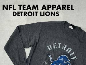 ☆送料無料☆ NFL TEAM APPAREL USA直輸入 古着 DETROIT LIONS デトロイト・ライオンズ 長袖 Tシャツ メンズ M ダークグレー トップス 中古