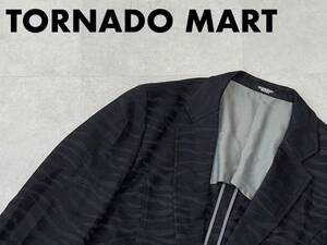 ☆送料無料☆ TORNADO MART トルネードマート 古着 背抜き 1つボタン ゼブラ柄 テーラードジャケット メンズ L ブラック 日本製 中古 即決