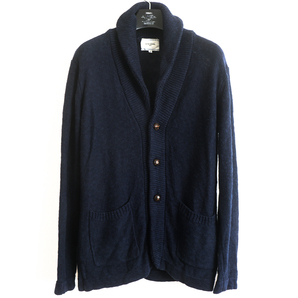 送料込★ UNITED ARROWS リネン コットン ニット ショールカラー カーディガン M メンズ ユナイテッドアローズ