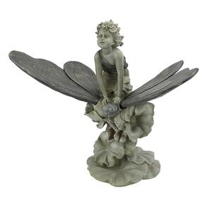 蝶の上に乗る妖精フェアリーの像 彫刻 彫像/ ガーデニング 庭園 園芸 作庭 お庭 エントランス 玄関 ピロティ 記念(輸入品