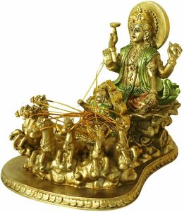 ヒンズー教の神 スーリヤ彫像 - インド ホーム マンディール ディワリ装飾 瞑想 ヨガルーム祭壇装飾（輸入品