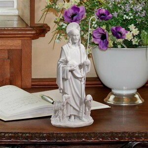 良き羊飼いのイエス・キリスト 大理石風 彫刻置物 彫像/ カトリック教会 祭壇 洗礼 福音 聖霊 聖書（輸入品