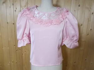 e659*SOIR LYRIQUE оборка блуза * размер 9 розовый цвет Tokyo sowa-ru произведена чистка party свадьба . формальный 4J