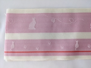 猫柄　ねこ　肉球 ピンク　伊達締め　日本製　正絹　約2.26m