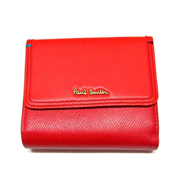 新品ポールスミス Paul Smith 二つ折り財布 エンボスダイ牛革
