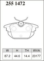 ディクセル ブレーキパッド プレミアムタイプ リア用 アルファロメオ アルファGTV 2.0 ツインスパーク/2.0 V6 ターボ 916C2A H10.2～ ATE_画像2