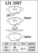 ディクセル パッド RA フロント フォルクスワーゲン パサートヴァリアント(B6) 2.0/2.0T/2.0 TSI 3CBVY 3CAXX 3CCAW H18.4～H22.3 ワゴン_画像2