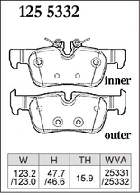 DIXCEL ディクセル ブレーキパッド Mタイプ リア用 BMW 2シリーズ (F45) 225xe アクティブツアラー 2C15 H28.1～_画像2