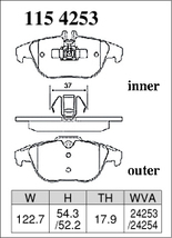 ディクセル ブレーキパッド Mタイプ リア ベンツ Eクラス(C207) E250 クーペ 207336 H25.8～H29.5 リミテッド/op.AMGスポーツpkg含む_画像2