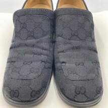 【中古】GUCCI ローファー＜靴＞グッチ シューズ ブラック キャンバス パンプス ヒール 37 1/2 ブランド ロゴ_画像2