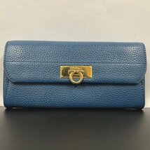 【中古】フェラガモ ガンチーニ 長財布＜財布＞ Salvatore Ferragamo ゴールド金具 カードケース 小銭入れ コインケース 札入れ 折りたたみ_画像1