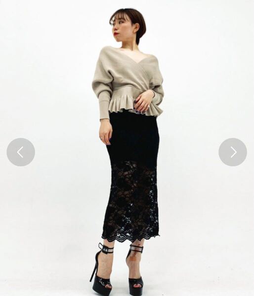 ナルシス カシュクール裾フリルニット ベージュ