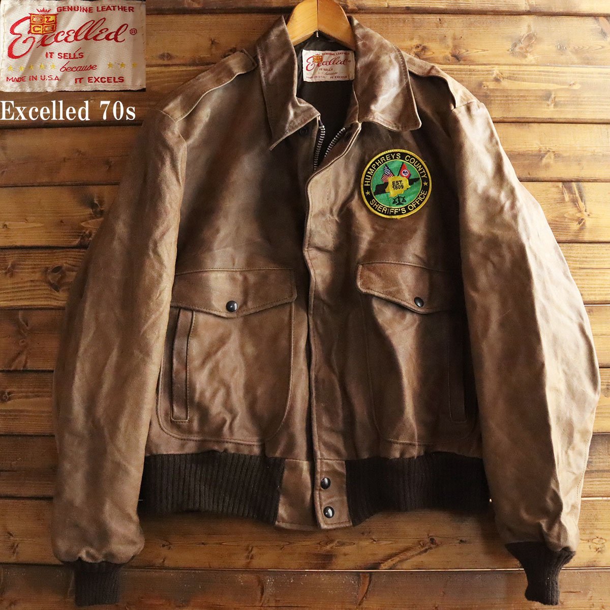 70s Excelled / ボンバージャケット G-1 レザー ヴィンテージ fkip