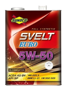  free shipping! SUNOCO SVELT EUROsnokosveruto euro 5W-50 A3/B4 SP Full Synthetic( Ester combination ) 4L can x4 engine oil 