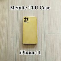 iPhone11 iPhone11ケース 耐衝撃 メタリックケース TPUケース ゴールド iPhoneケース スマホケース 送料無料_画像1