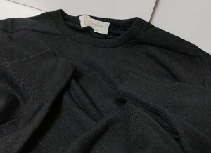1986 英国製 ヴィンテージ品 Aquascutum セーター ウール100％ 丸首 ラグラン袖 黒 M・身幅約53.2cm※USED品/1～2度程度着用/入手困難/稀少