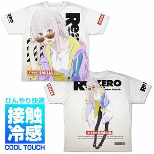 Re:ゼロ エミリア Re:ゼロから始める異世界生活 エミリア 冷感両面グラフィックTシャツ ストリート ホワイト Sサイズ(PWD)