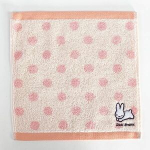 ミッフィー ワンポイント刺繍 ハンカチ PK うさぎ miffy 刺繍 ハンドタオル ミニタオル ワンポイント コンパクト タオル PINK