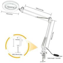 拡大鏡 スタンドルーペ クリップ式 倍率8倍 レンズ直径10.5CM LEDライト付き 360°角度調整可能 読書 新聞 地図 ジュエリー 手_画像5