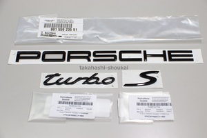 ◎ポルシェ 純正 ’PORSCHE turbo S’ グロスブラックエンブレム ポルシェ911 991他 997・996・993などにも