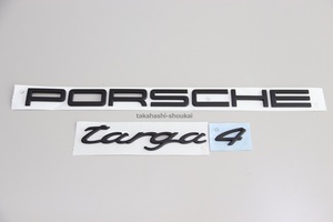 991型 タルガ4【ポルシェ純正部品】リアエンブレム ’PORSCHE targa 4’ マットブラック (艶消し黒) 　ポルシェ911タルガ4