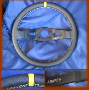 abarth abarth Logo 35 pie 2 ps spoke Rally steering wheel deep dish leather trim new goods delta integrale 