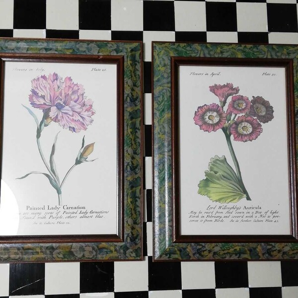 最終価格★精密画★花★額★flower★ボタニカル アート★西洋★2枚セット★植物画