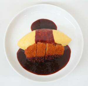  retro collection food sample * Western food Homme rice speciality shop * Homme rice tonkatsu demi-glace * large sample plate diameter 27cm