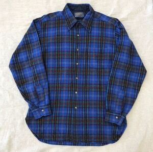 70s PENDLETON wool shirt ペンドルトン ウール シャツ アメリカ製 アメリカ ビンテージ オンブレ オープンカラー ブルー 青 ネルシャツ