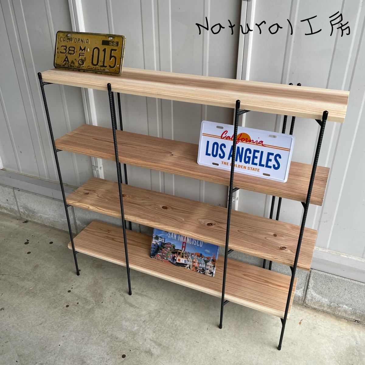 Handmade Iron Furniture Folding Rack Antique West Coast Interior Width 100cm 4 Tiers, Handmade items, furniture, Chair, shelf, Bookshelf, Shelf