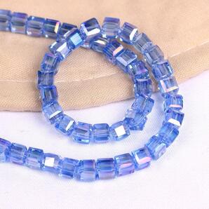 6mm キューブ型ビーズ 四角 スクエア クリスタルガラスビーズ 素材