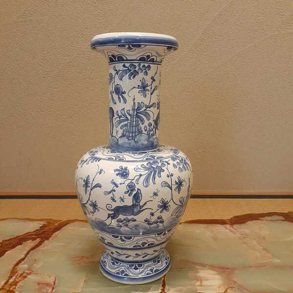 飾り壺 花瓶 ポルトガル製 サイン有 約38cm×17cm