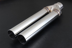 [ free shipping ]s Lee Cat's tsu made muffler cutter 50.8Φ dual stainless steel pipe [ one-off muffler made . possible to use!]