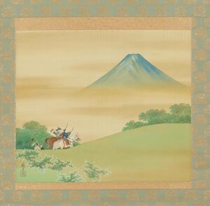【不明】◆富士山◆武者図◆日本画◆肉筆◆絹本◆掛軸◆r170