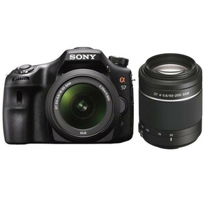 中古 １年保証 美品 SONY α57 ダブルズームキット DT 18-55mm ＋ DT 55-200mm SLT-A57Y