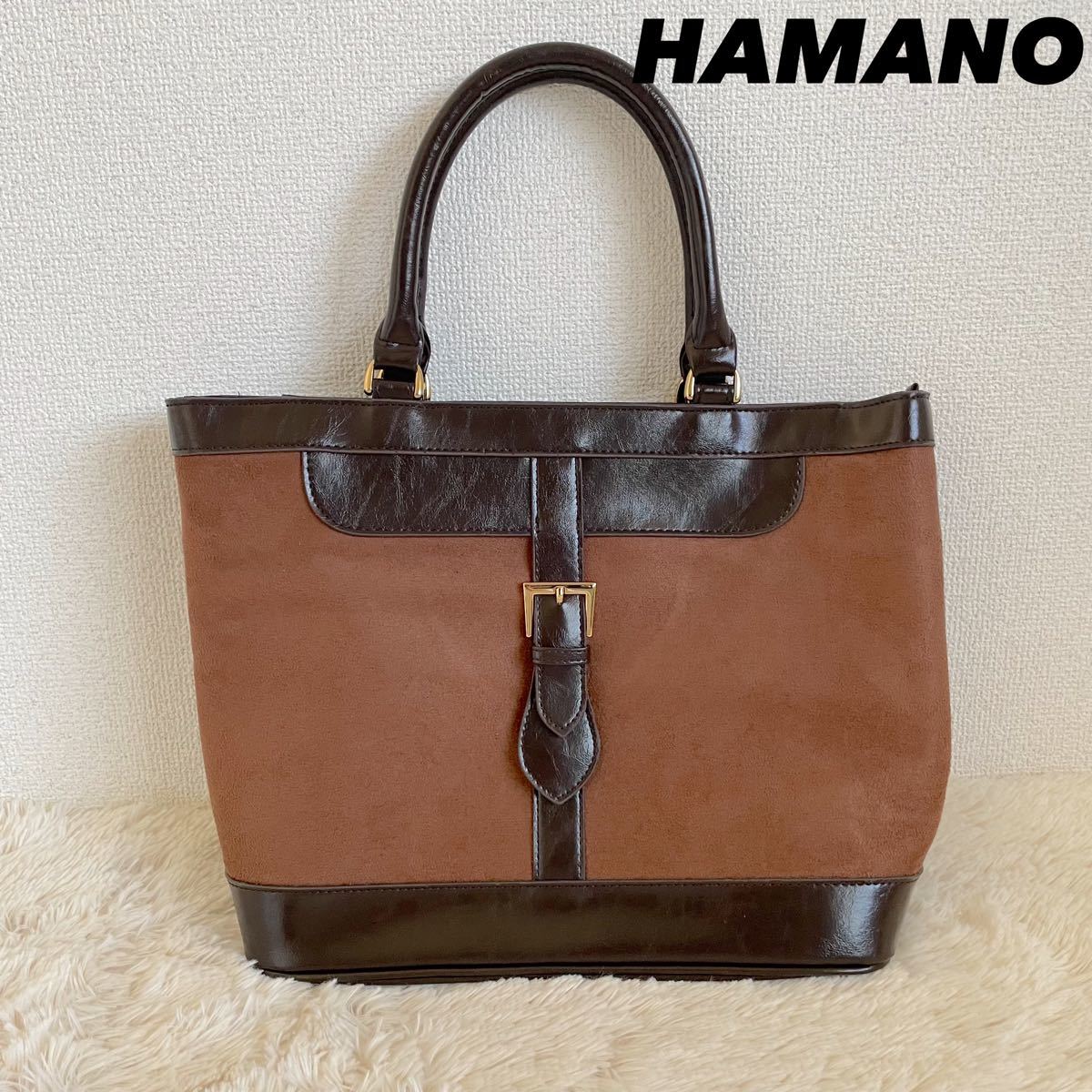 美品 HAMANO ハマノ 濱野皮革工藝 皇室御用達 ハンドバッグ トート
