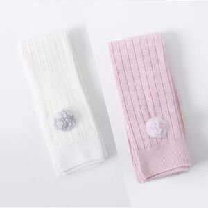 !Mineka! baby soft knitted lamp leggings Kids baby socks for children tights baby spats 2 sheets set white + pink 1-2 -years old applying 072-24/26