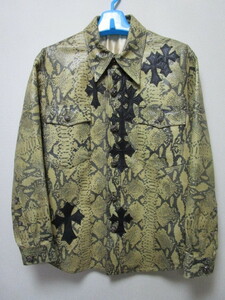  rare!A&G leather Cross patch custom *. pattern leather shirt ( Sune -k.. snake python reptiles leather jacket )