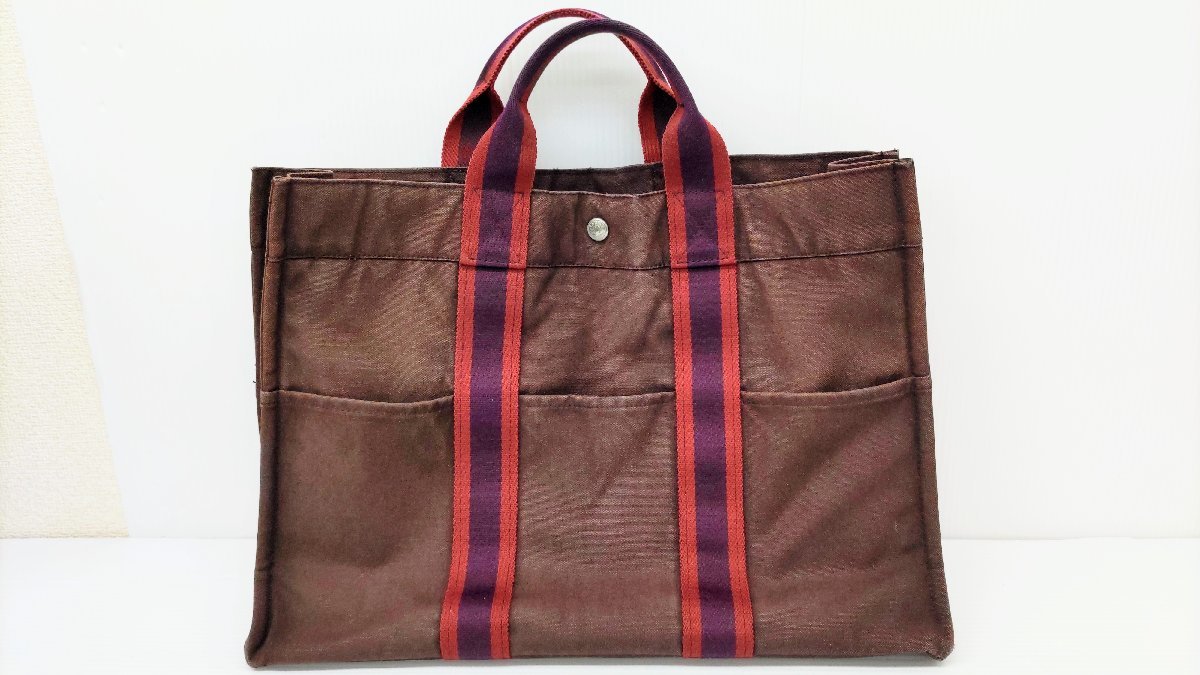 安全 エルメス HERMES トートバッグ フールトゥPM ブラック ボルドー