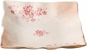  Mino .! * flat cheap Sakura regular angle large plate * V3150-4 new goods platter plate . pot gift 